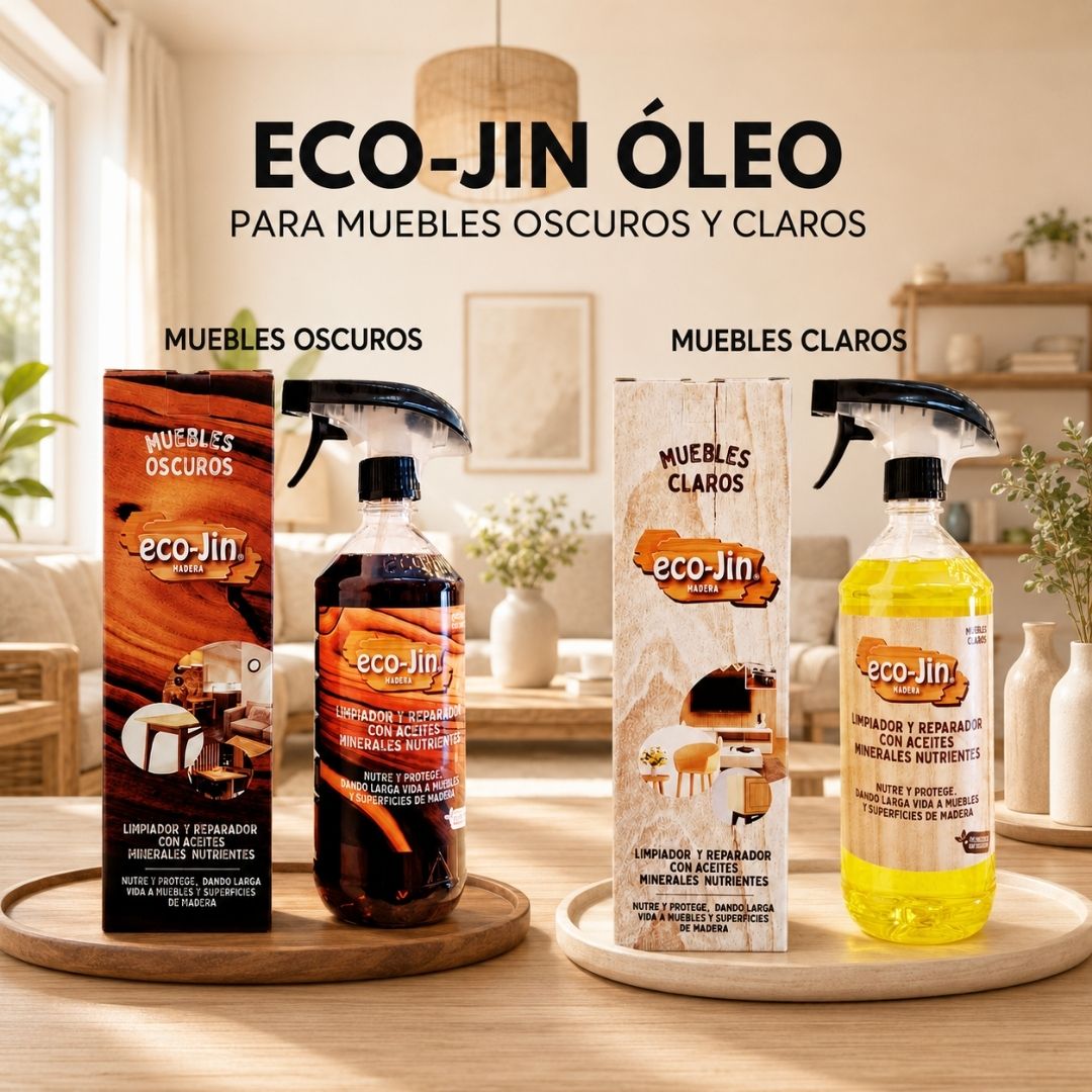 Óleo maderas eco-jin cuida tus muebles, restaura la madera y repele el polvo