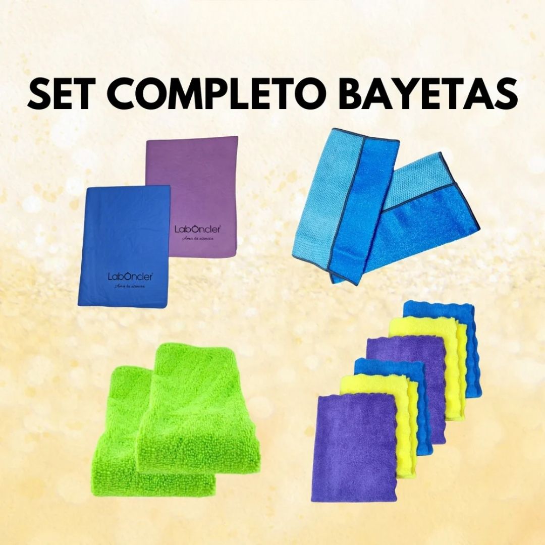 Set completo de bayetas de microfibra LabÔncler en varios colores para la limpieza del hogar.