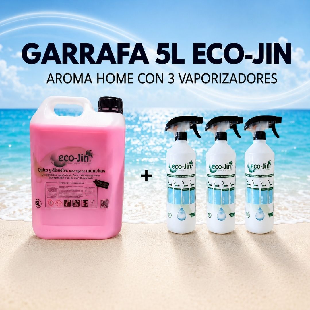 Eco-Jin BIDÓN 5 Litros aroma a elegir, con 3 Vaporizadores o 3 Bayetas y Estropajos - Imagen 7