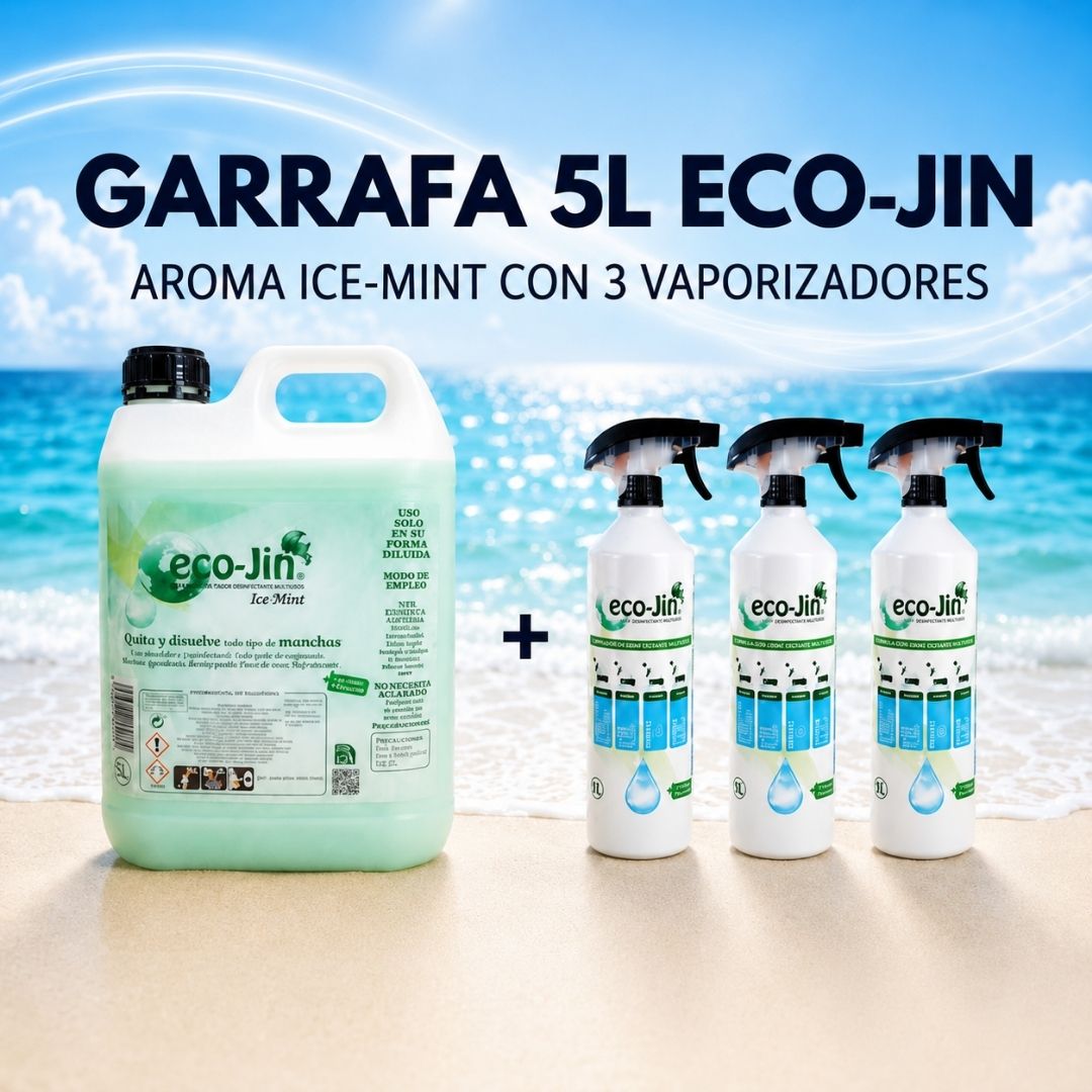Eco-Jin BIDÓN 5 Litros aroma a elegir, con 3 Vaporizadores o 3 Bayetas y Estropajos - Imagen 6