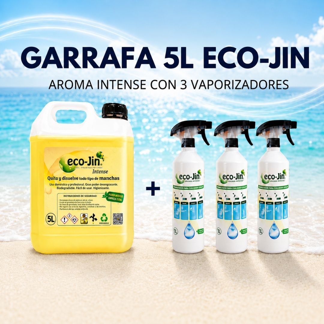 Eco-Jin BIDÓN 5 Litros aroma a elegir, con 3 Vaporizadores o 3 Bayetas y Estropajos - Imagen 5