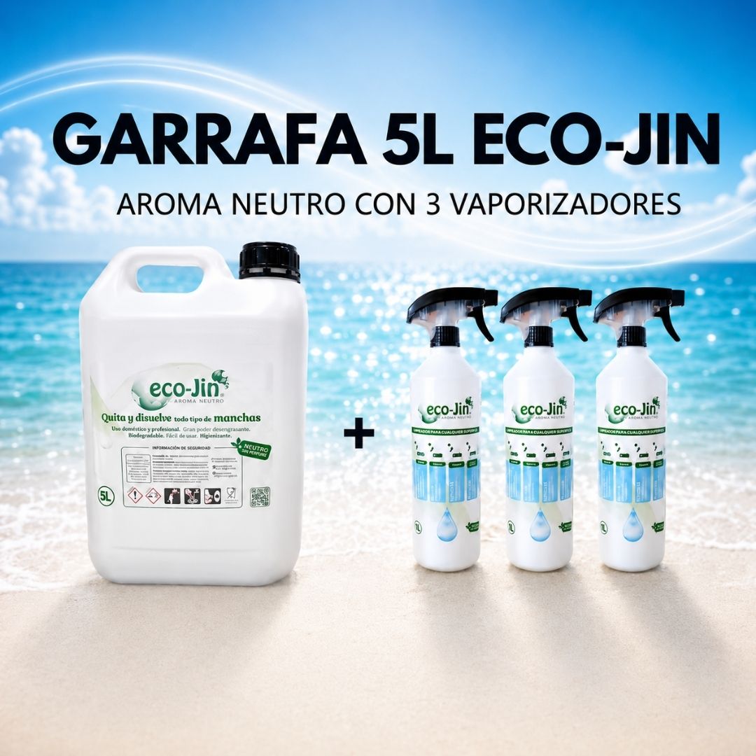 Eco-Jin BIDÓN 5 Litros aroma a elegir, con 3 Vaporizadores o 3 Bayetas y Estropajos - Imagen 4