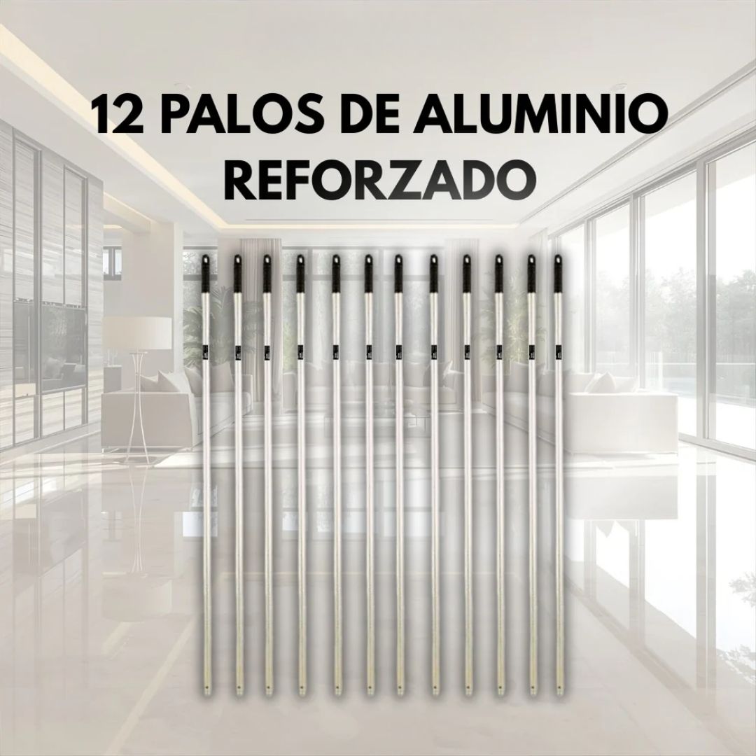 Pack de 12 palos de aluminio reforzado para limpieza LabOnder.