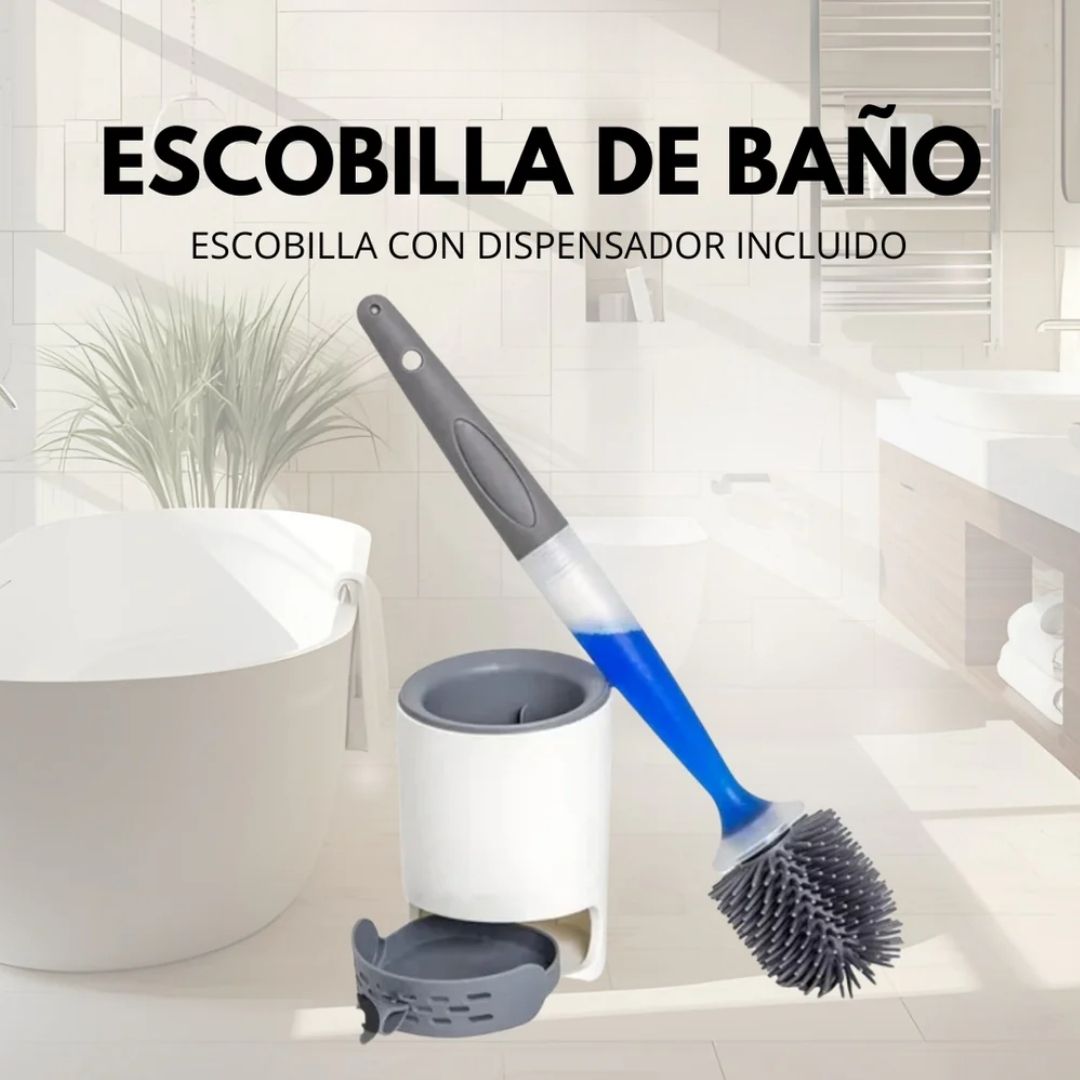 Escobilla de baño con dispensador de jabón integrado y soporte de limpieza LabOncler.